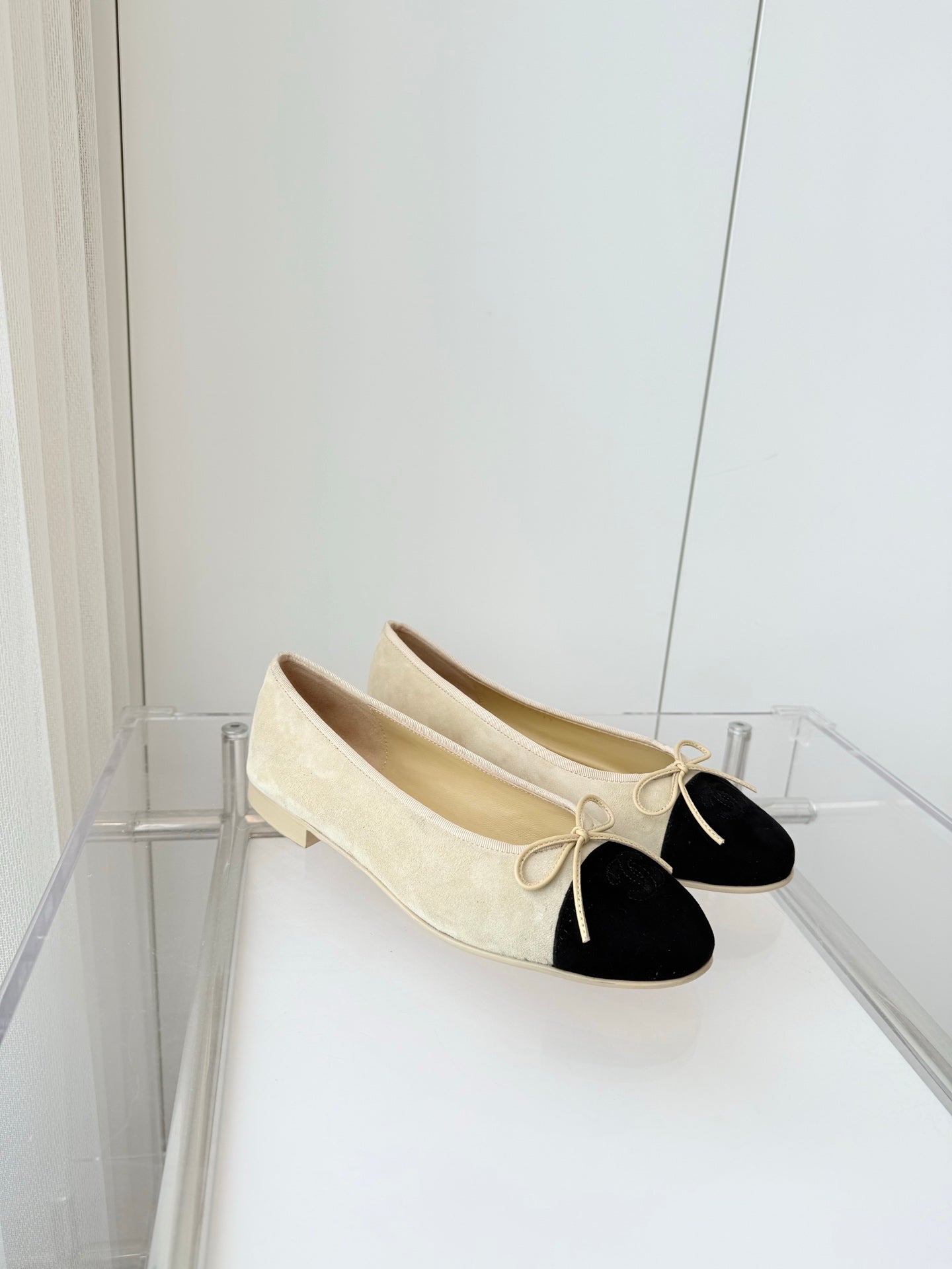 BALLET FLAT IN LIGHT YELLOW MIX BLACK SUEDE - 34