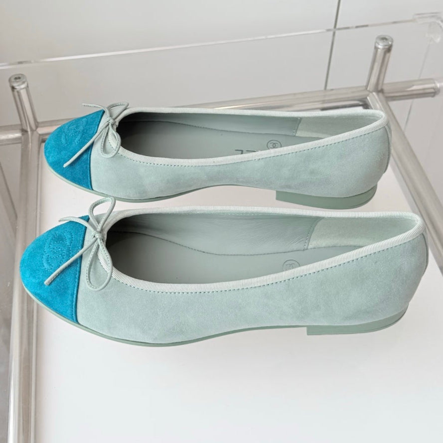 BALLET FLAT IN CERULEAN BLUE MIX PEARL GRAY SUEDE - 34