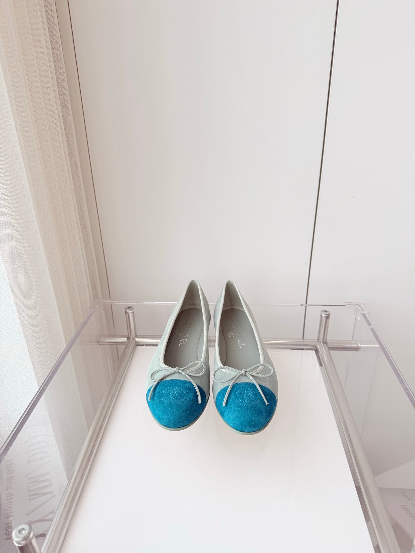 BALLET FLAT IN CERULEAN BLUE MIX PEARL GRAY SUEDE - 34