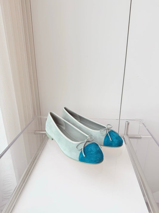 BALLET FLAT IN CERULEAN BLUE MIX PEARL GRAY SUEDE - 34