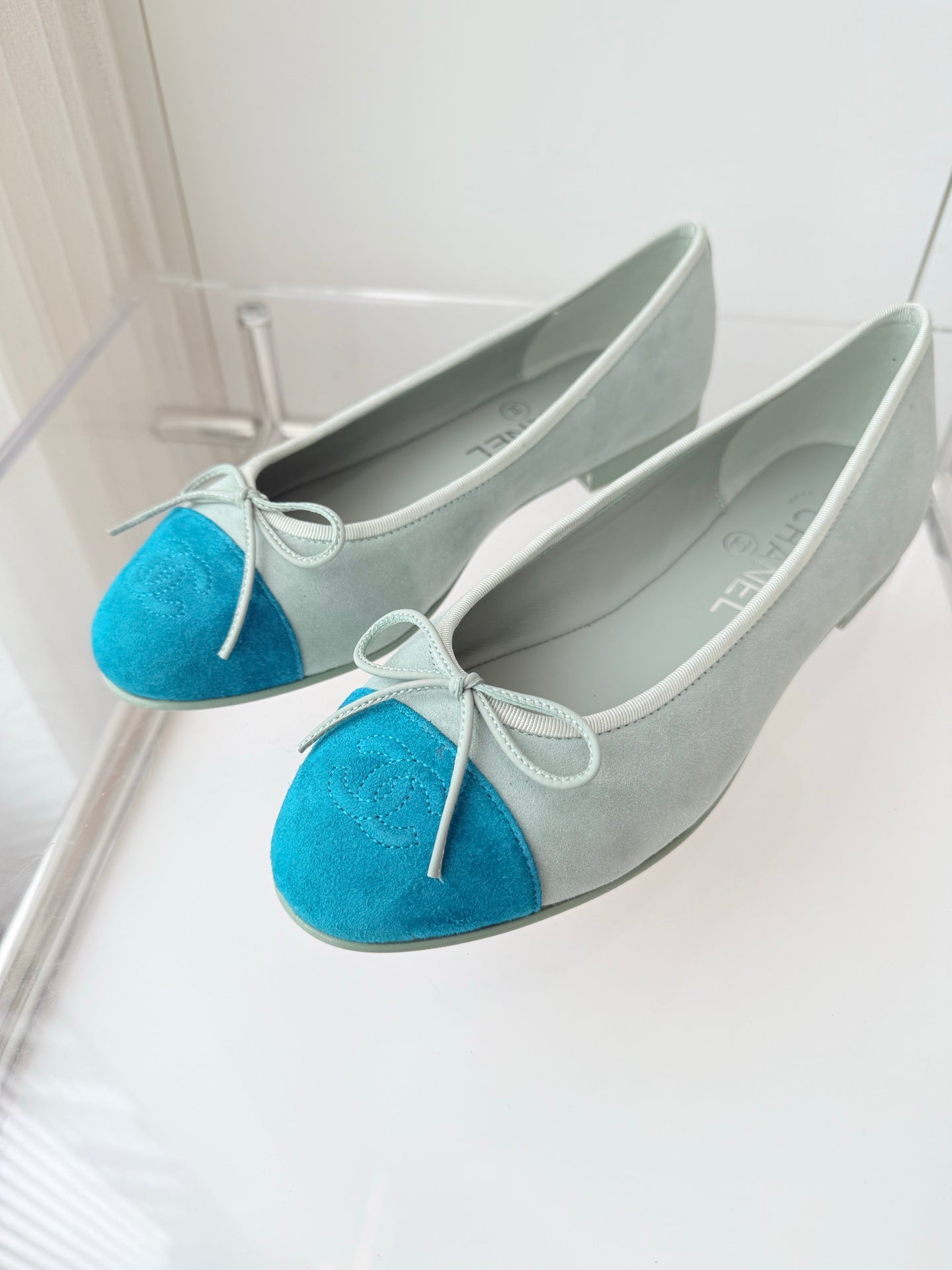 BALLET FLAT IN CERULEAN BLUE MIX PEARL GRAY SUEDE - 34