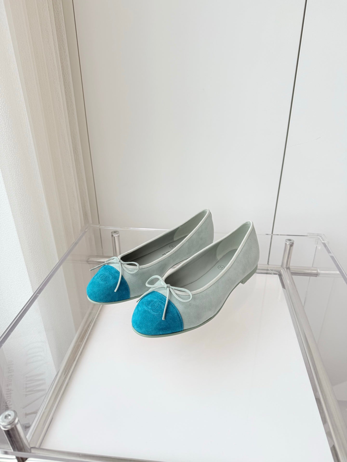 BALLET FLAT IN CERULEAN BLUE MIX PEARL GRAY SUEDE - 34