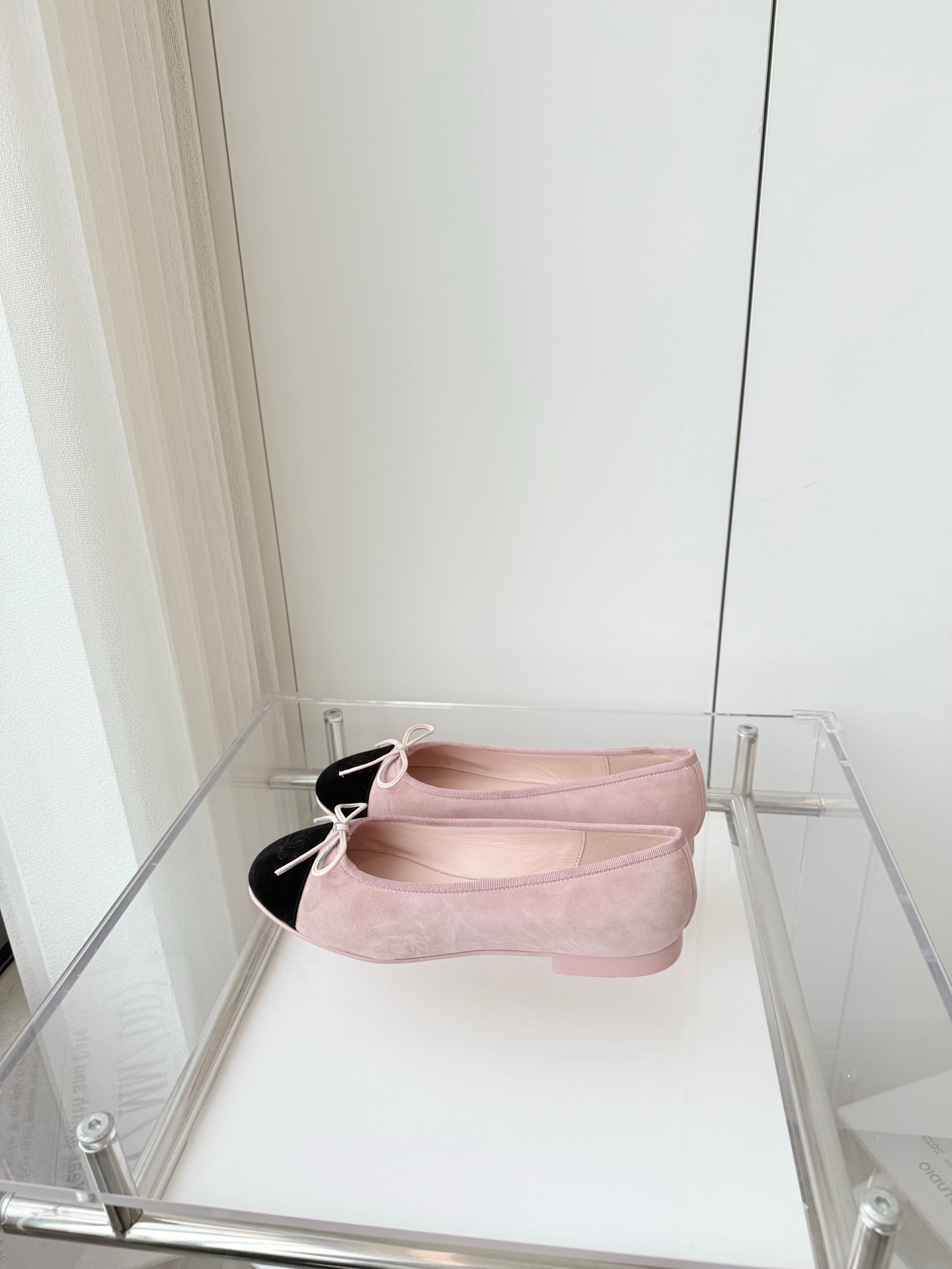 BALLET FLAT IN BABY PINK MIX BLACK SUEDE - 34