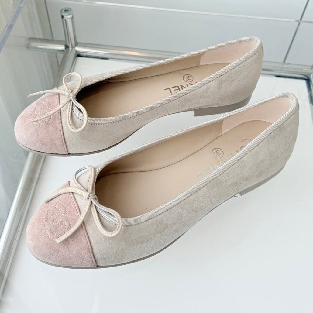 BALLET FLAT IN LIGHT PINK MIX PALE GRAY SUEDE - 34