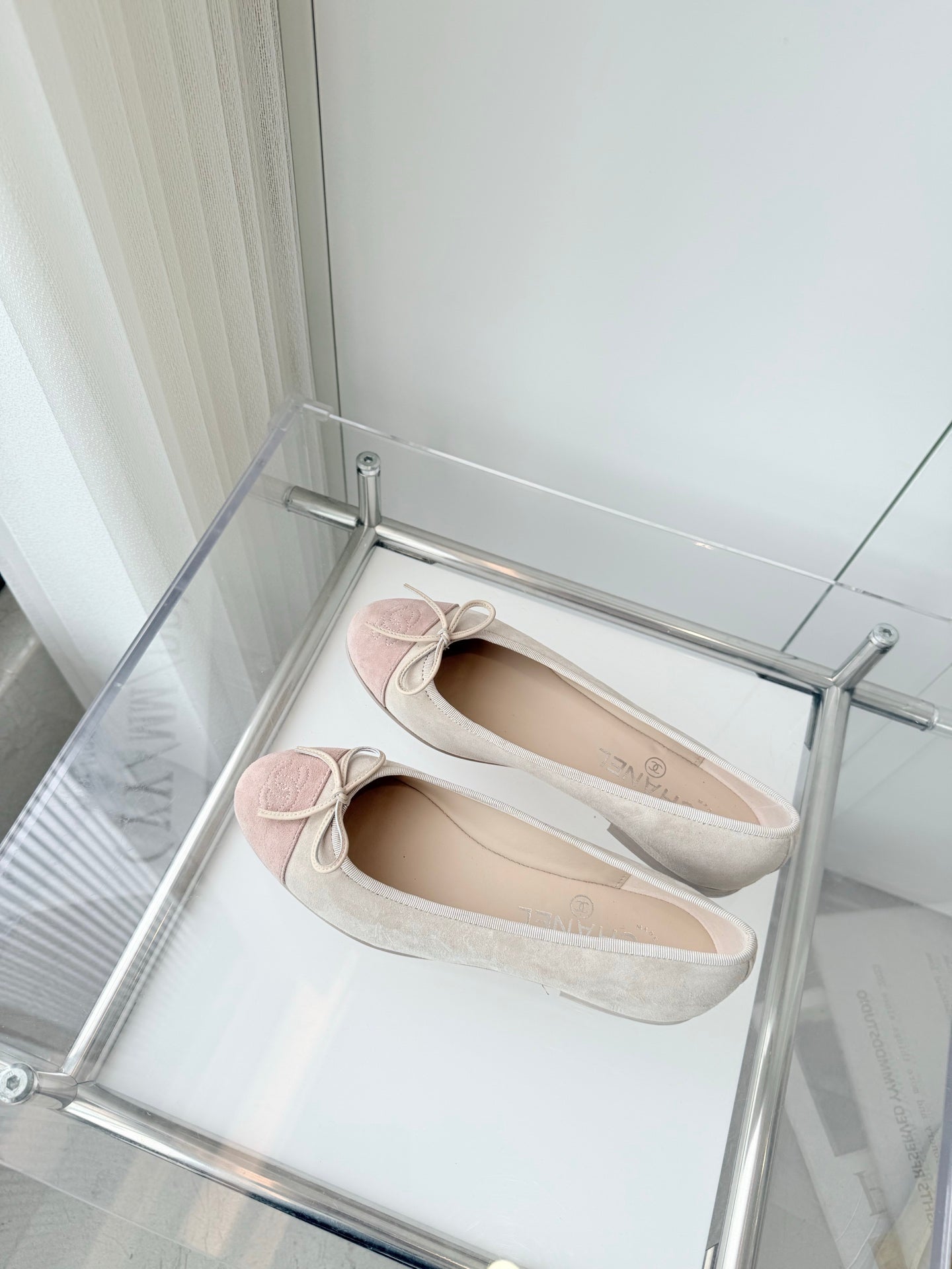 BALLET FLAT IN LIGHT PINK MIX PALE GRAY SUEDE - 34