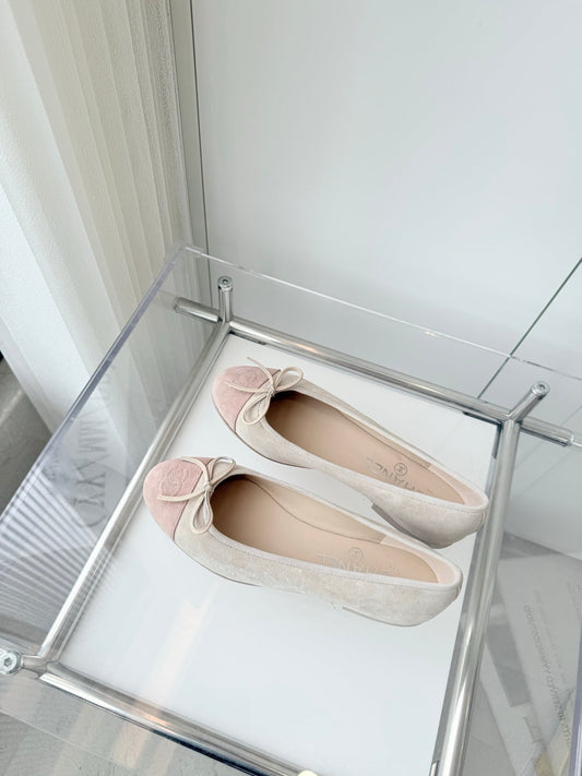 BALLET FLAT IN LIGHT PINK MIX PALE GRAY SUEDE - 34