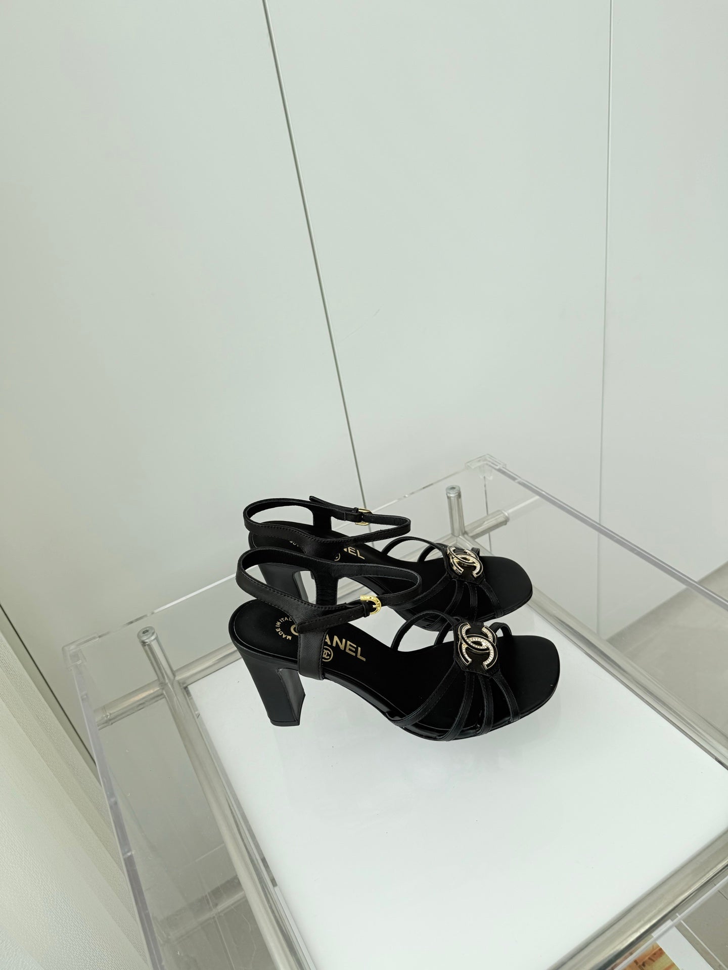 HIGH HEEL SANDALS 85 MM IN BLACK LAMBSKIN - 35