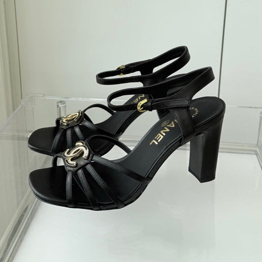 HIGH HEEL SANDALS 85 MM IN BLACK LAMBSKIN - 35