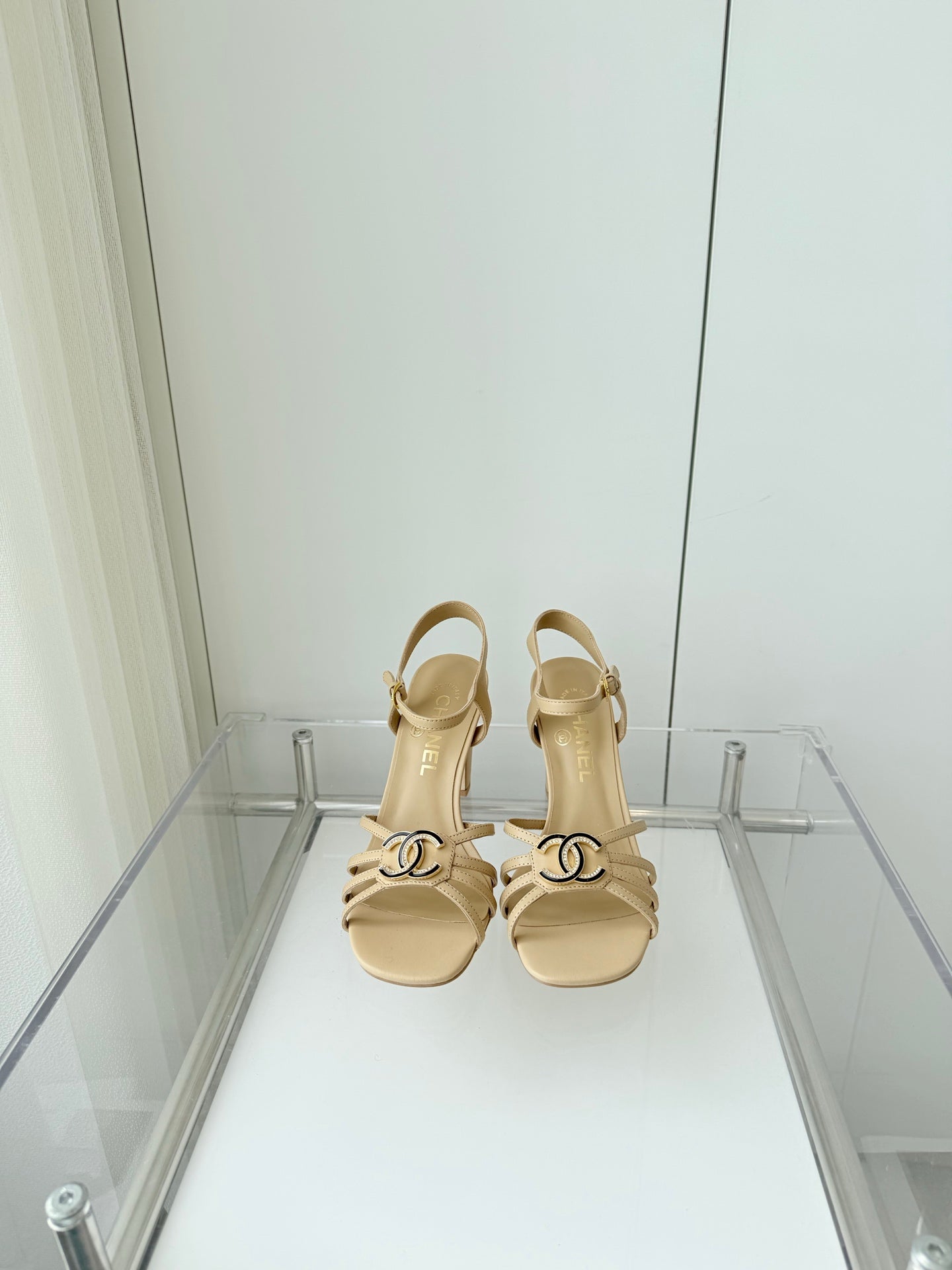 HIGH HEEL SANDALS 85 MM IN FLAX YELLOW LAMBSKIN - 35