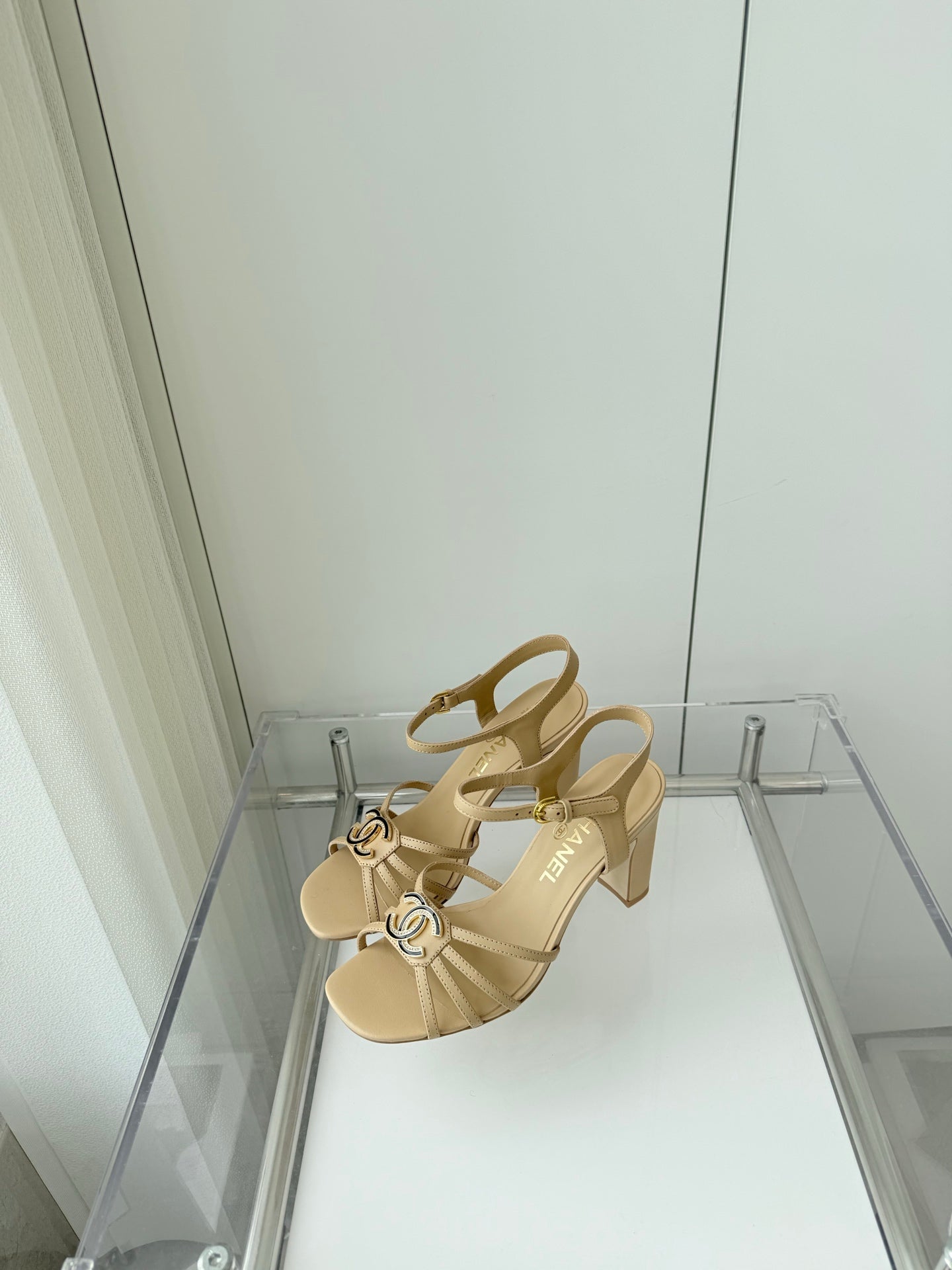 HIGH HEEL SANDALS 85 MM IN FLAX YELLOW LAMBSKIN - 35