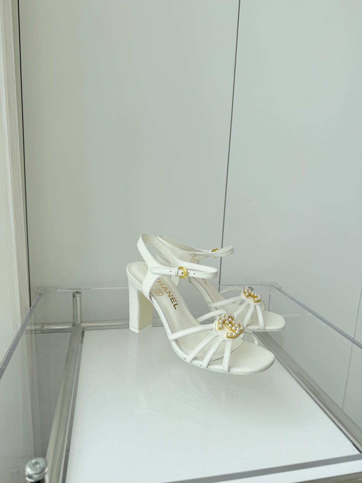 HIGH HEEL SANDALS 85 MM IN WHITE LAMBSKIN - 35