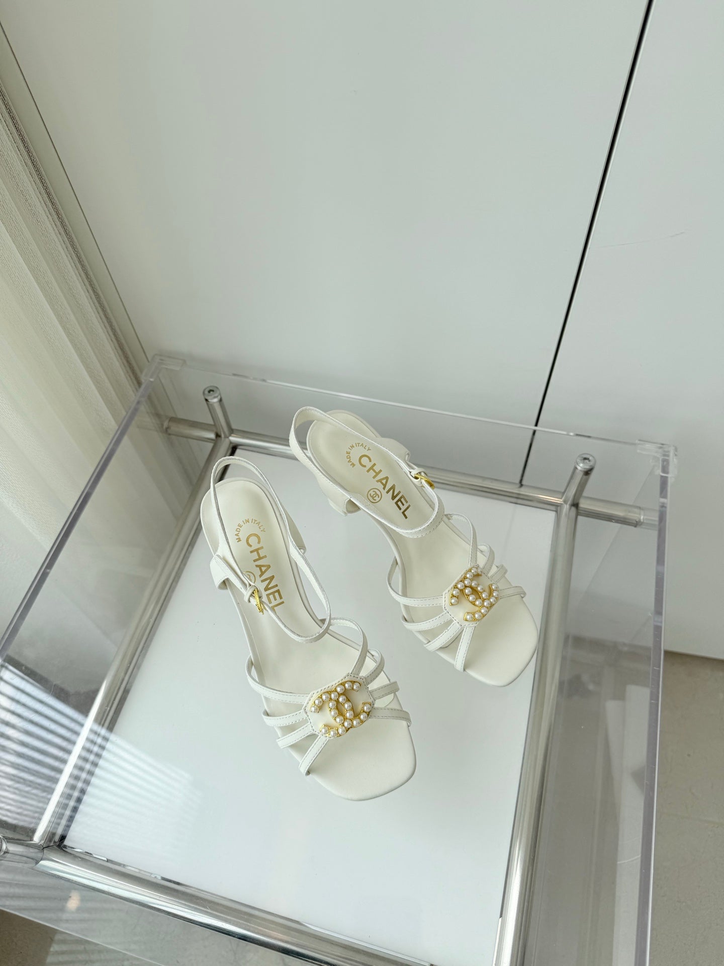 HIGH HEEL SANDALS 85 MM IN WHITE LAMBSKIN - 35