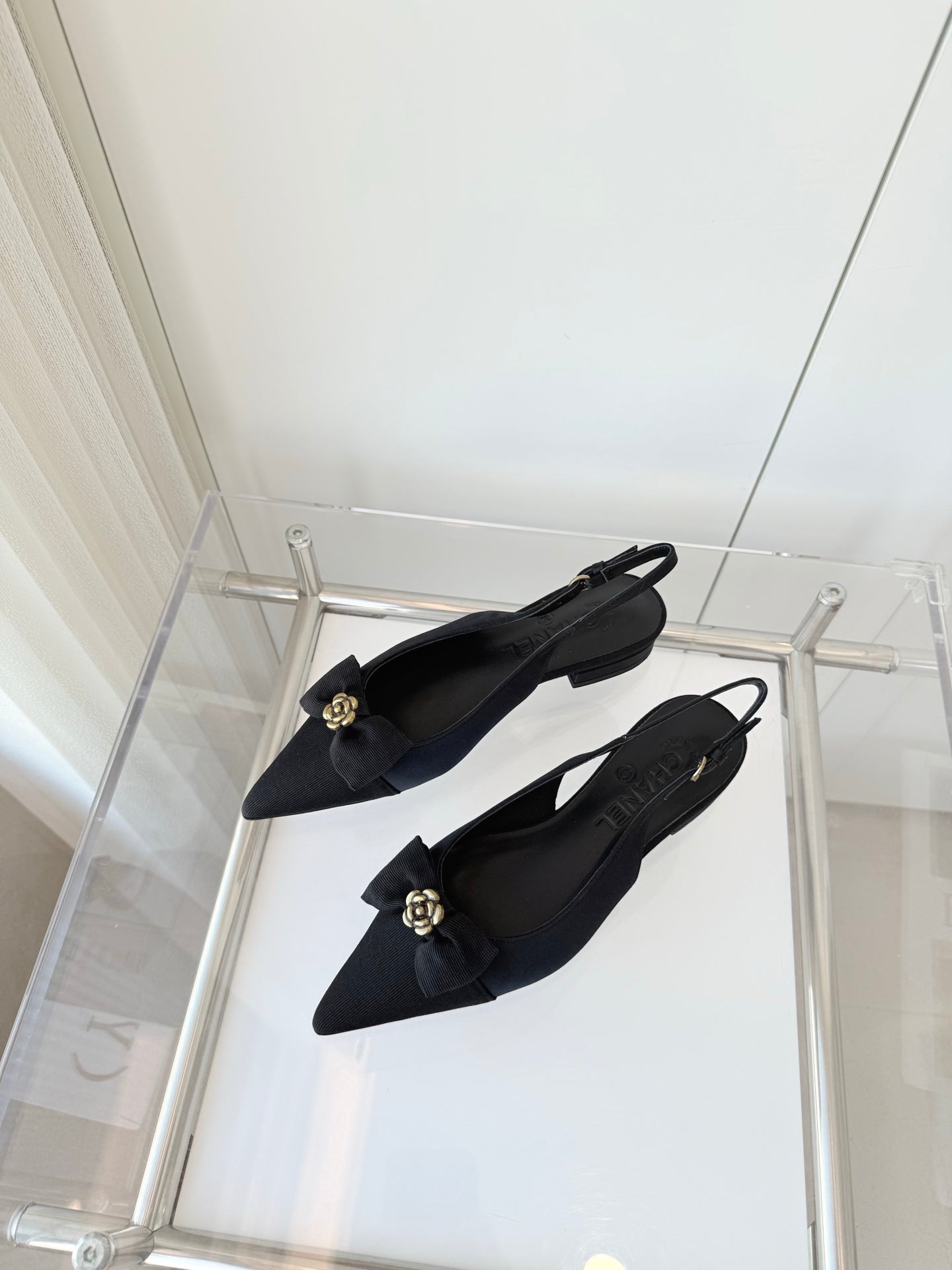 SLINGBACKS 18 MM IN BLACK CALFSKIN MIX CANVAS - 35