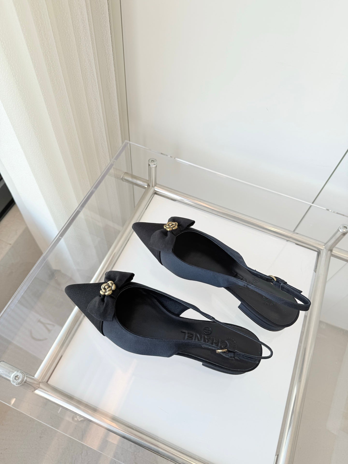 SLINGBACKS 18 MM IN BLACK CALFSKIN MIX CANVAS - 35