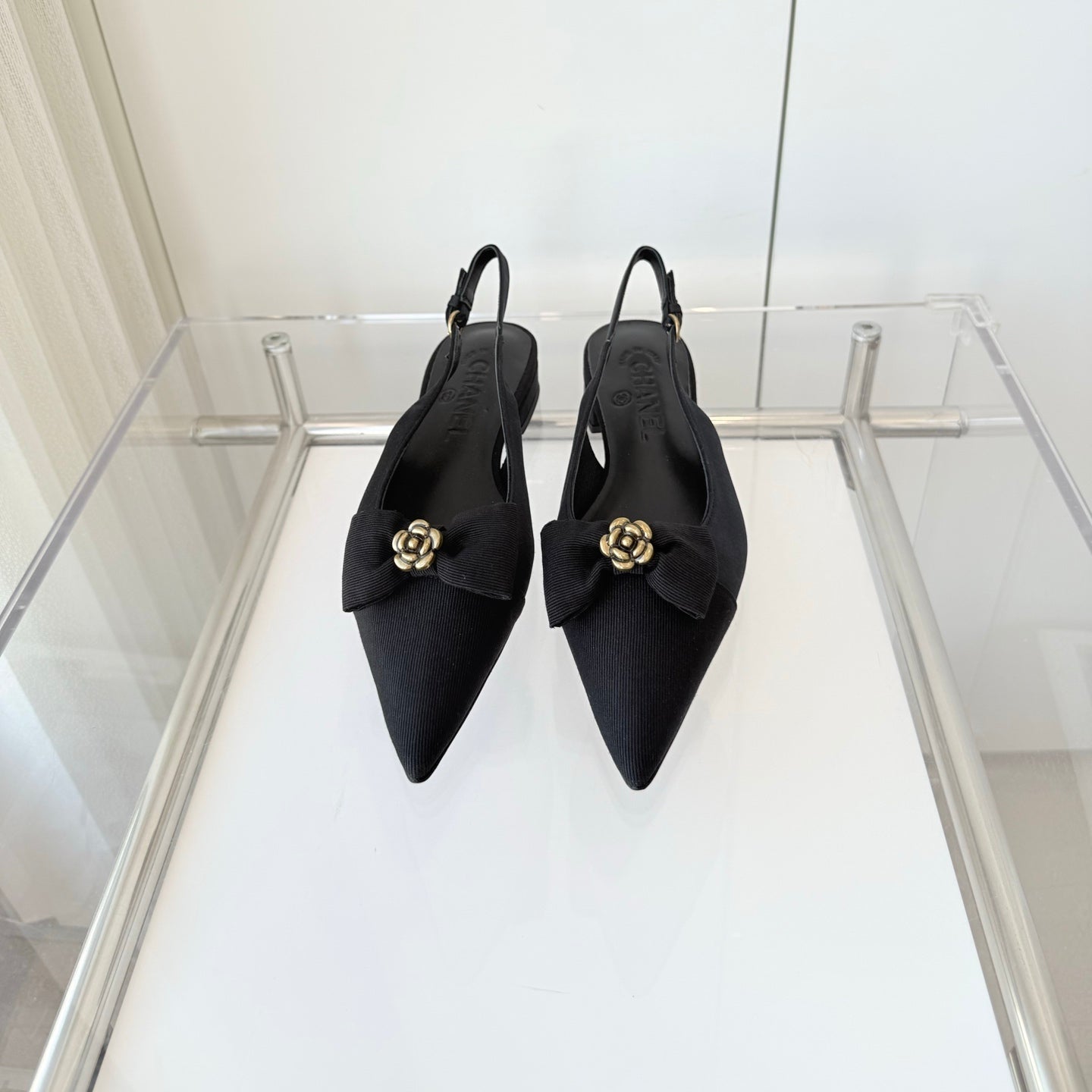 SLINGBACKS 18 MM IN BLACK CALFSKIN MIX CANVAS - 35
