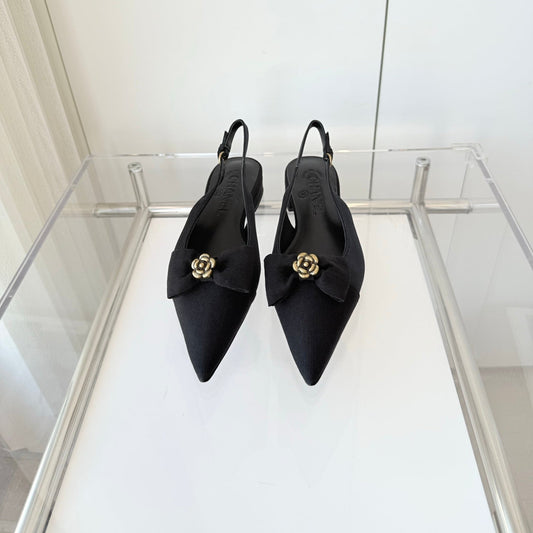 SLINGBACKS 18 MM IN BLACK CALFSKIN MIX CANVAS - 35