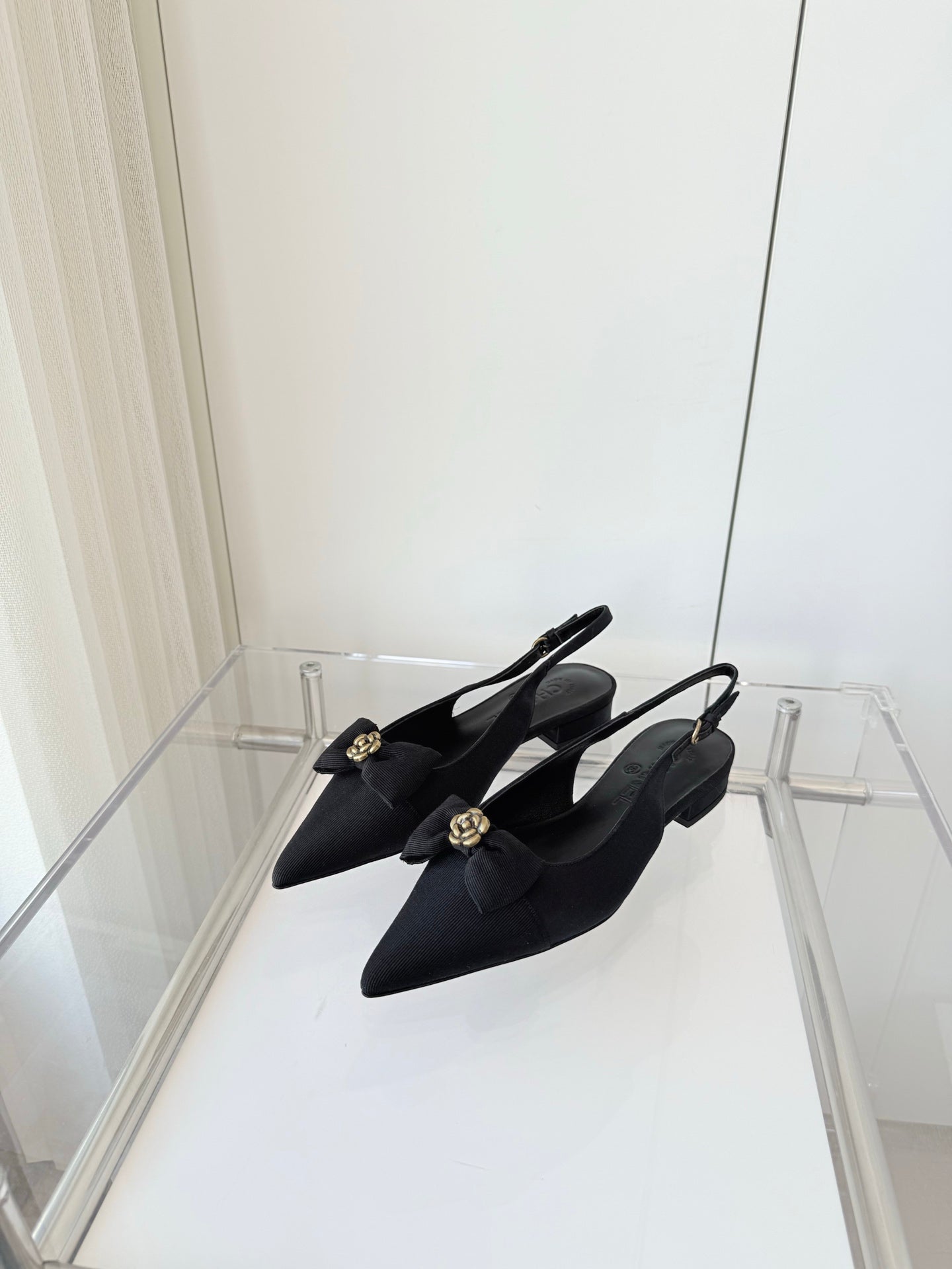 SLINGBACKS 18 MM IN BLACK CALFSKIN MIX CANVAS - 35