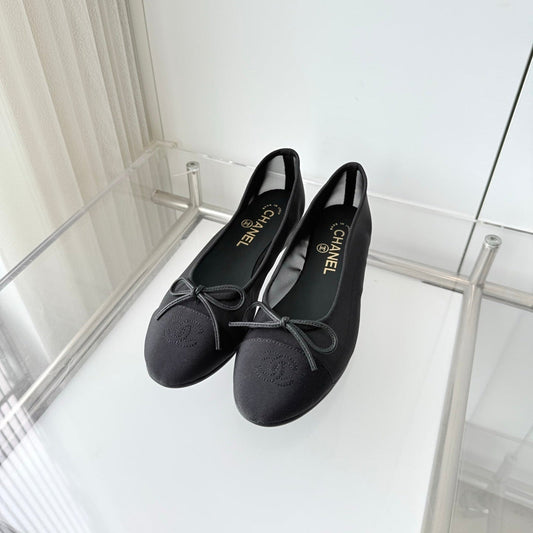 БАЛЕТКИ CHANEL 26S З ЧОРНОЮ СІТЧАСТОЮ НОСКОВОЮ ЧАСТИНОЮ ТА БАНТОМ
