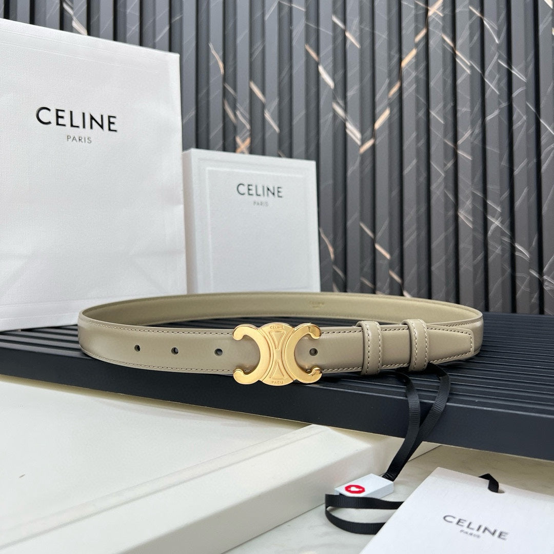 CL TRIOMPHE 25 MM BELT IN OLIVE GREEN CALFSKIN GOLD HARDWARE - 30