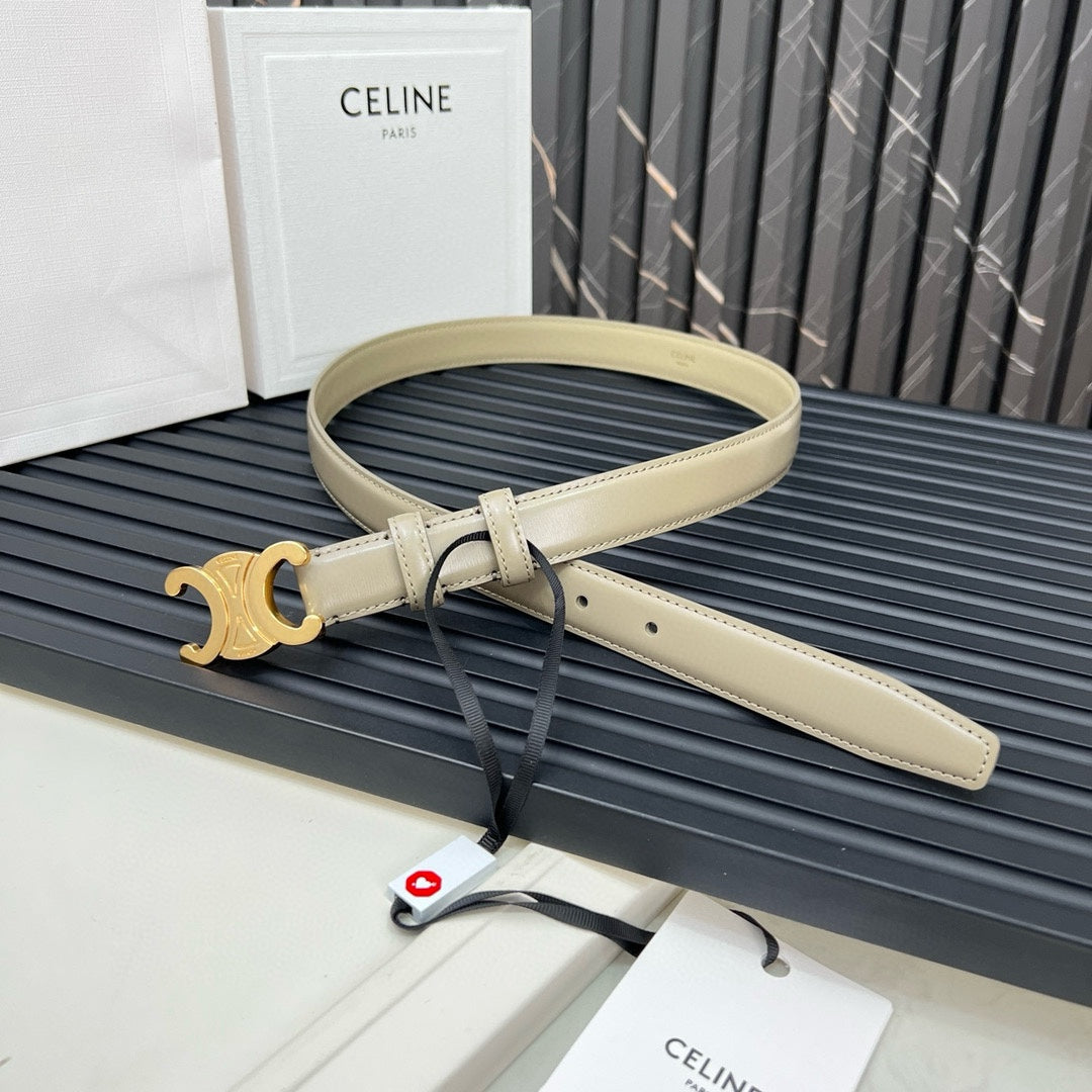 CL TRIOMPHE 25 MM BELT IN OLIVE GREEN CALFSKIN GOLD HARDWARE - 30