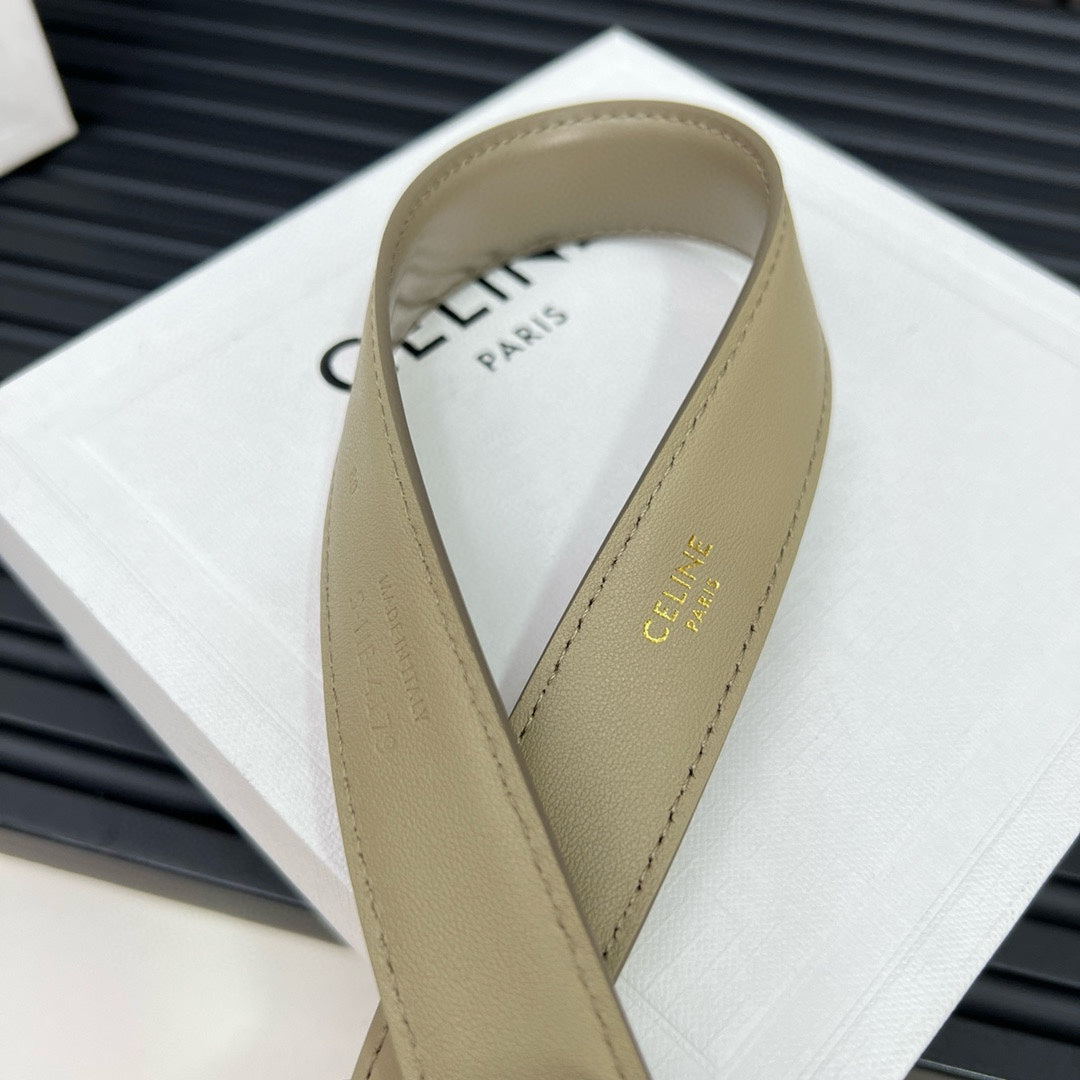 CL TRIOMPHE 25 MM BELT IN OLIVE GREEN CALFSKIN GOLD HARDWARE - 30