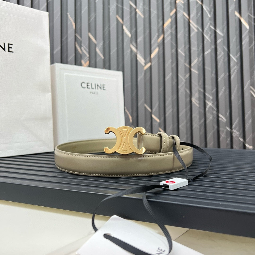 CL TRIOMPHE 25 MM BELT IN OLIVE GREEN CALFSKIN GOLD HARDWARE - 30