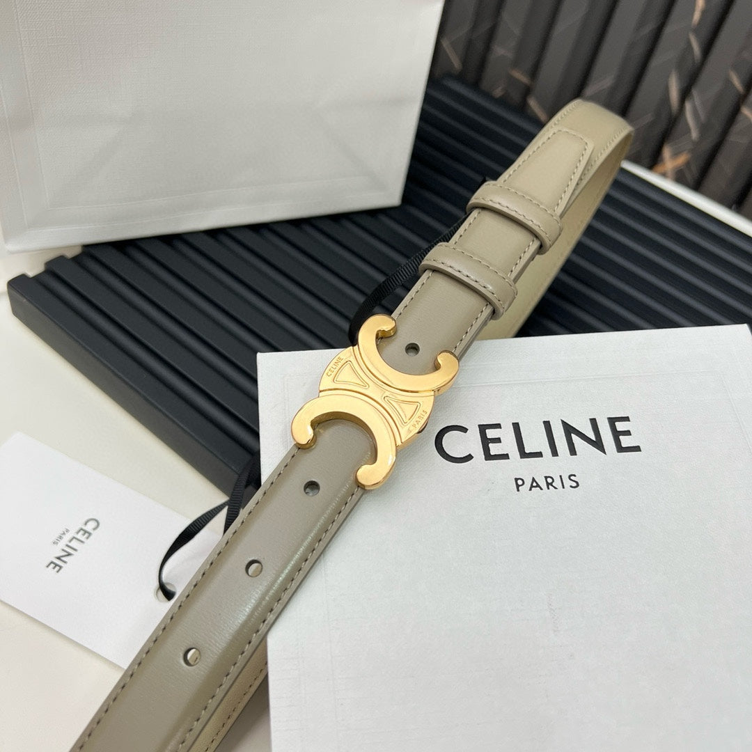 CL TRIOMPHE 25 MM BELT IN OLIVE GREEN CALFSKIN GOLD HARDWARE - 30