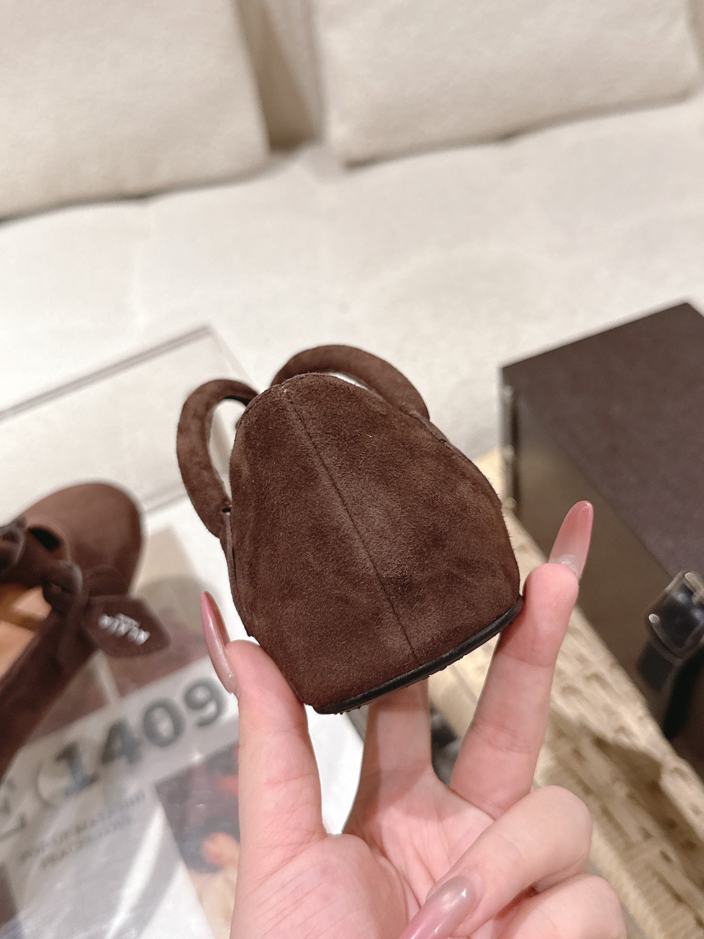 ALAIA 25S BALLET TECKEL IN DARK BROWN SUEDE - 35