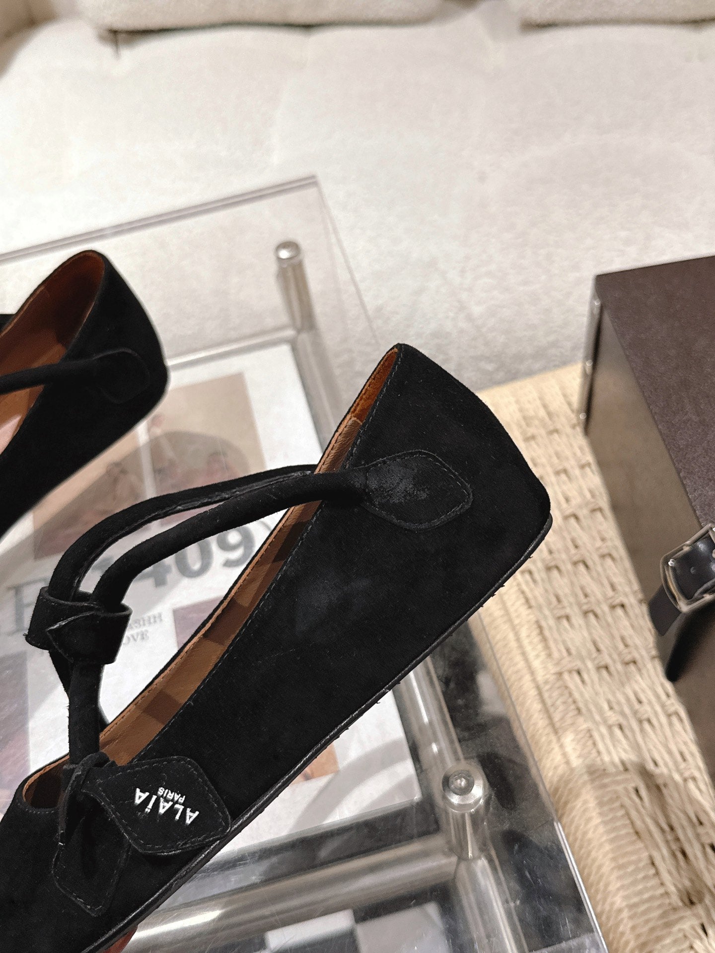 ALAIA 25S BALLET TECKEL IN BLACK SUEDE - 35