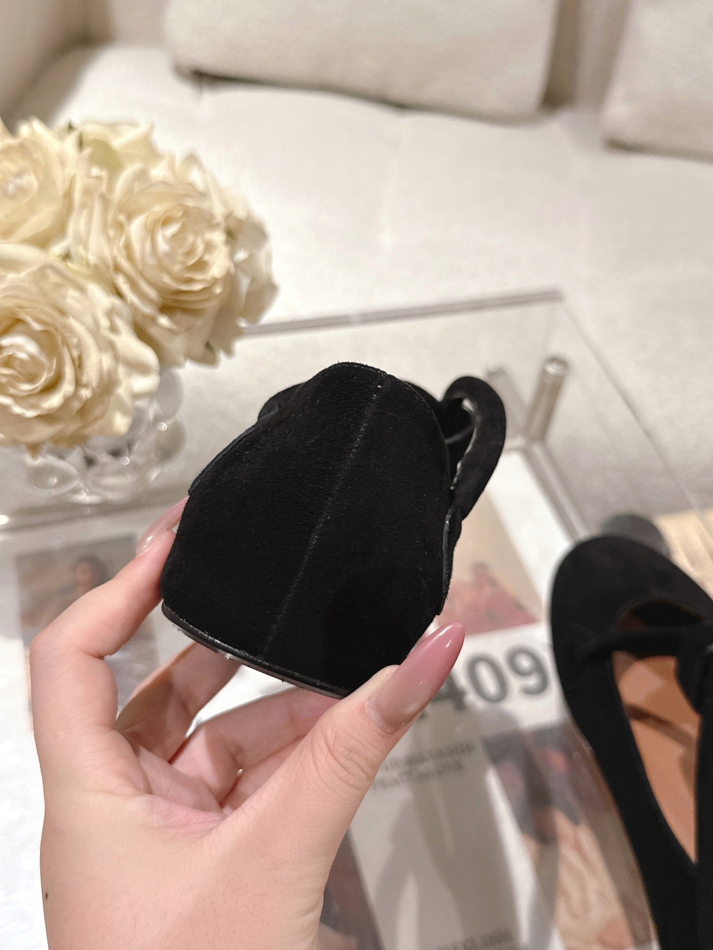 ALAIA 25S BALLET TECKEL IN BLACK SUEDE - 35