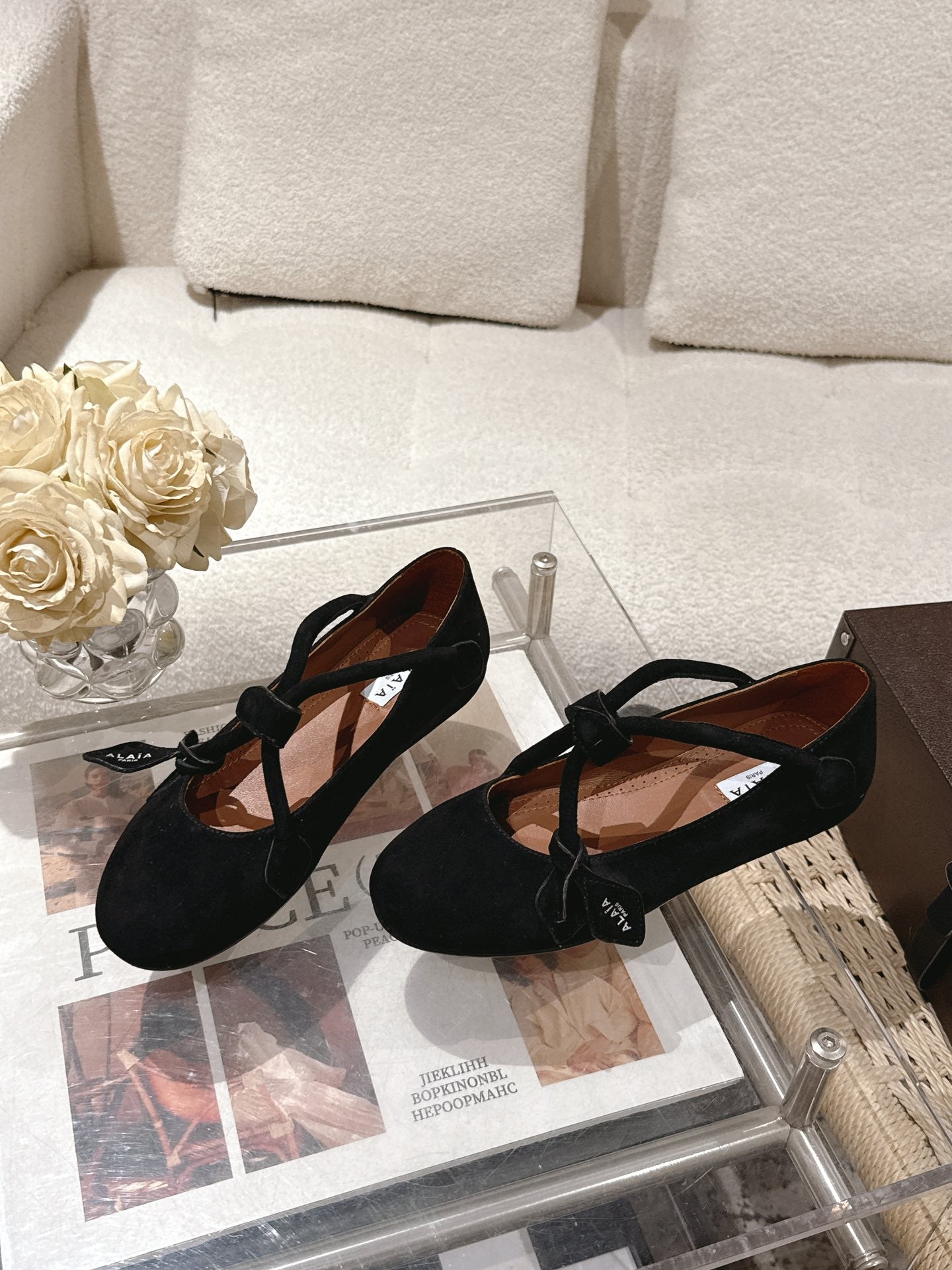 ALAIA 25S BALLET TECKEL IN BLACK SUEDE - 35