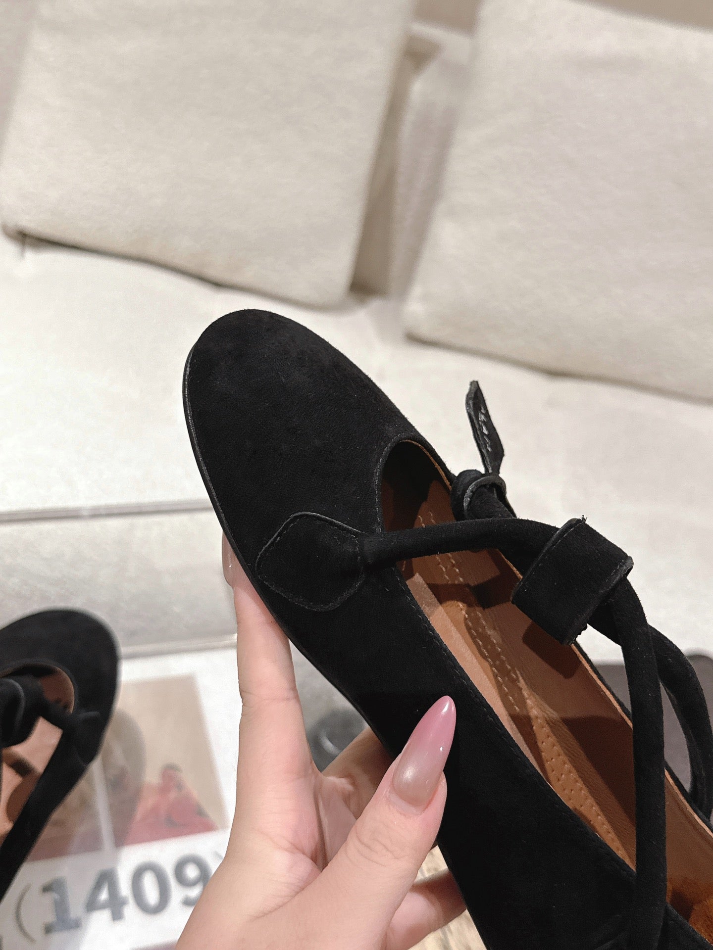ALAIA 25S BALLET TECKEL IN BLACK SUEDE - 35