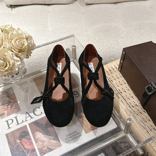 ALAIA 25S BALLET TECKEL IN BLACK SUEDE - 35