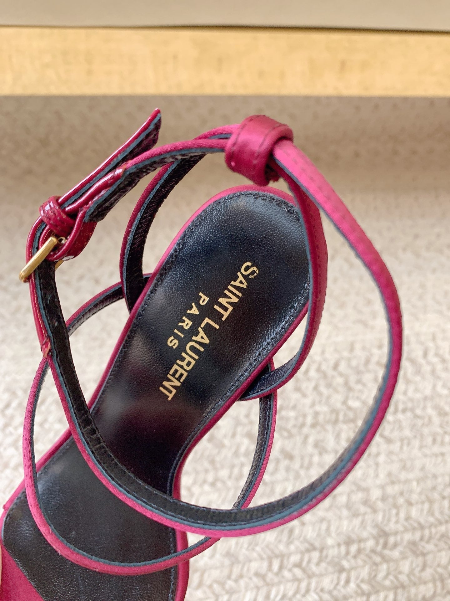 HIGH FLIP FLOPS SANDAL WITH STRAP IN HOT PINK SILK - 34