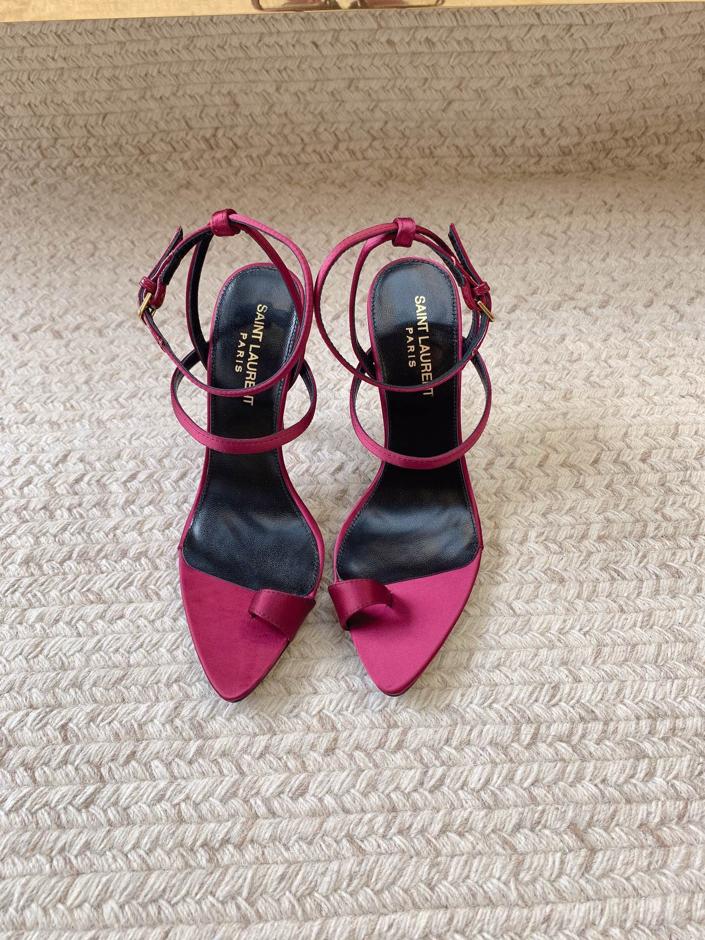 HIGH FLIP FLOPS SANDAL WITH STRAP IN HOT PINK SILK - 34