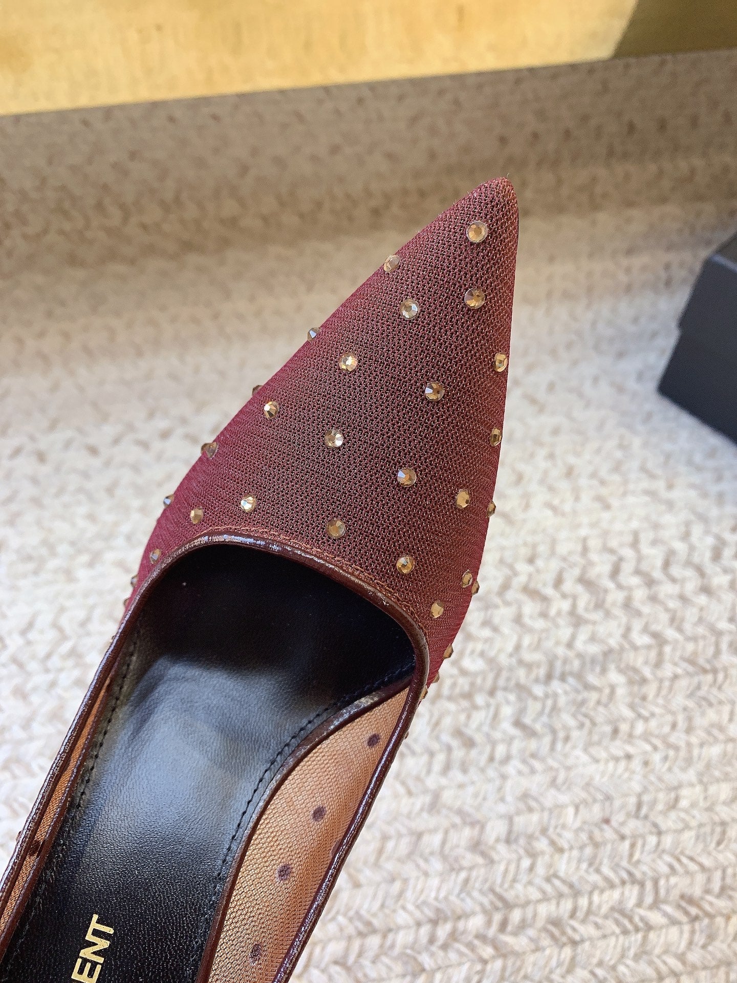 NORMA PUMPS IN CHESTNUT MESH ATTACHED CRYSTALS - 34