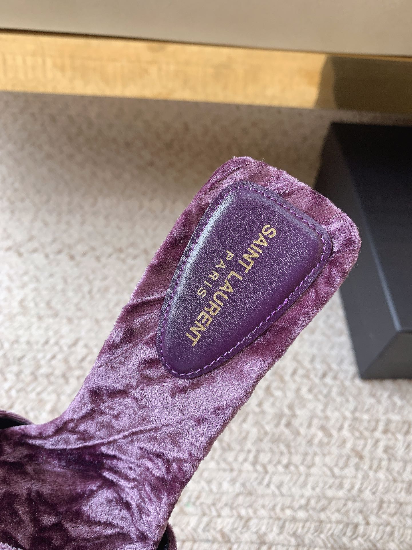 HIGH HEEL SLIDES IN PURPLE VELVET - 34