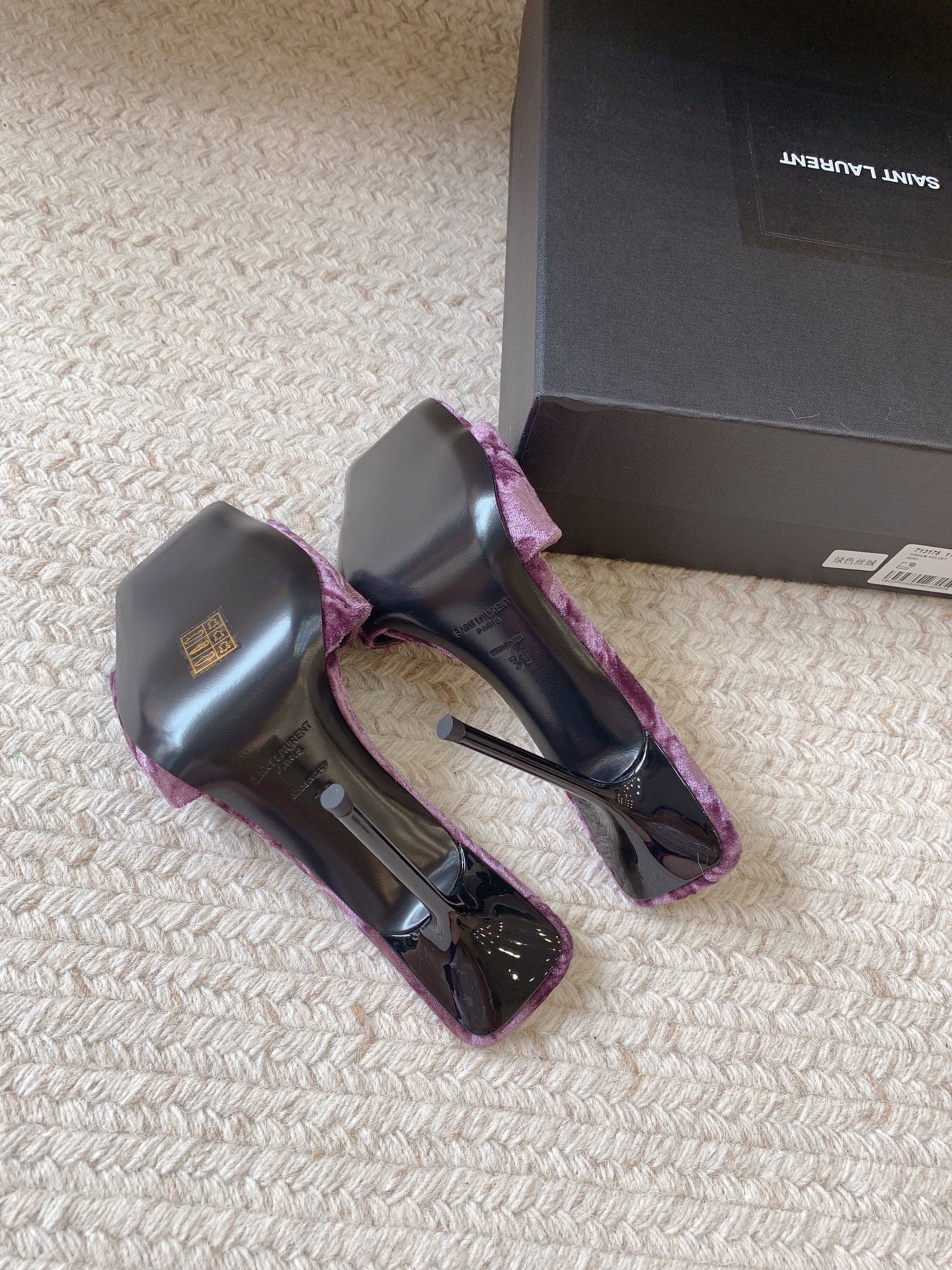 HIGH HEEL SLIDES IN PURPLE VELVET - 34
