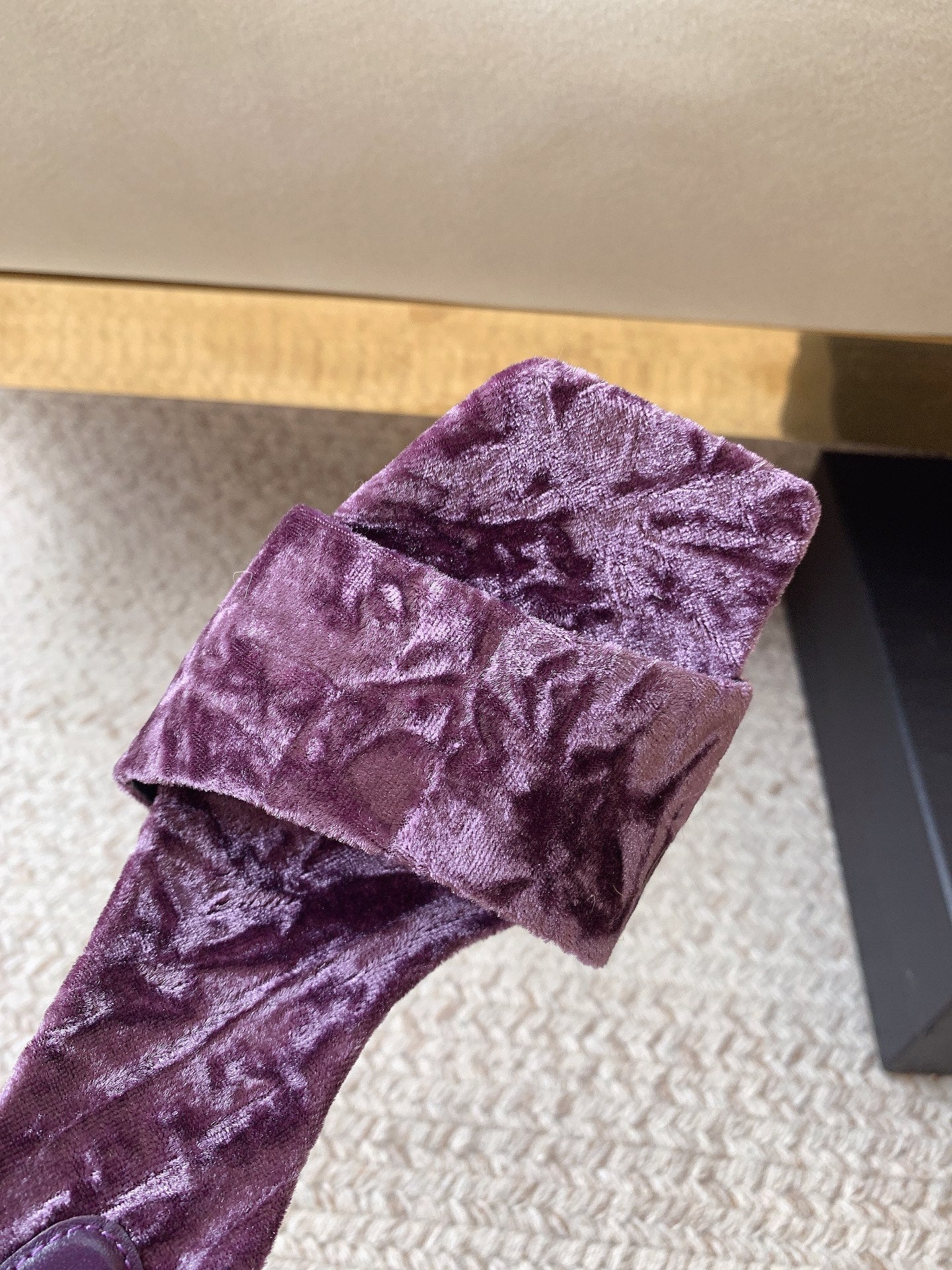 HIGH HEEL SLIDES IN PURPLE VELVET - 34