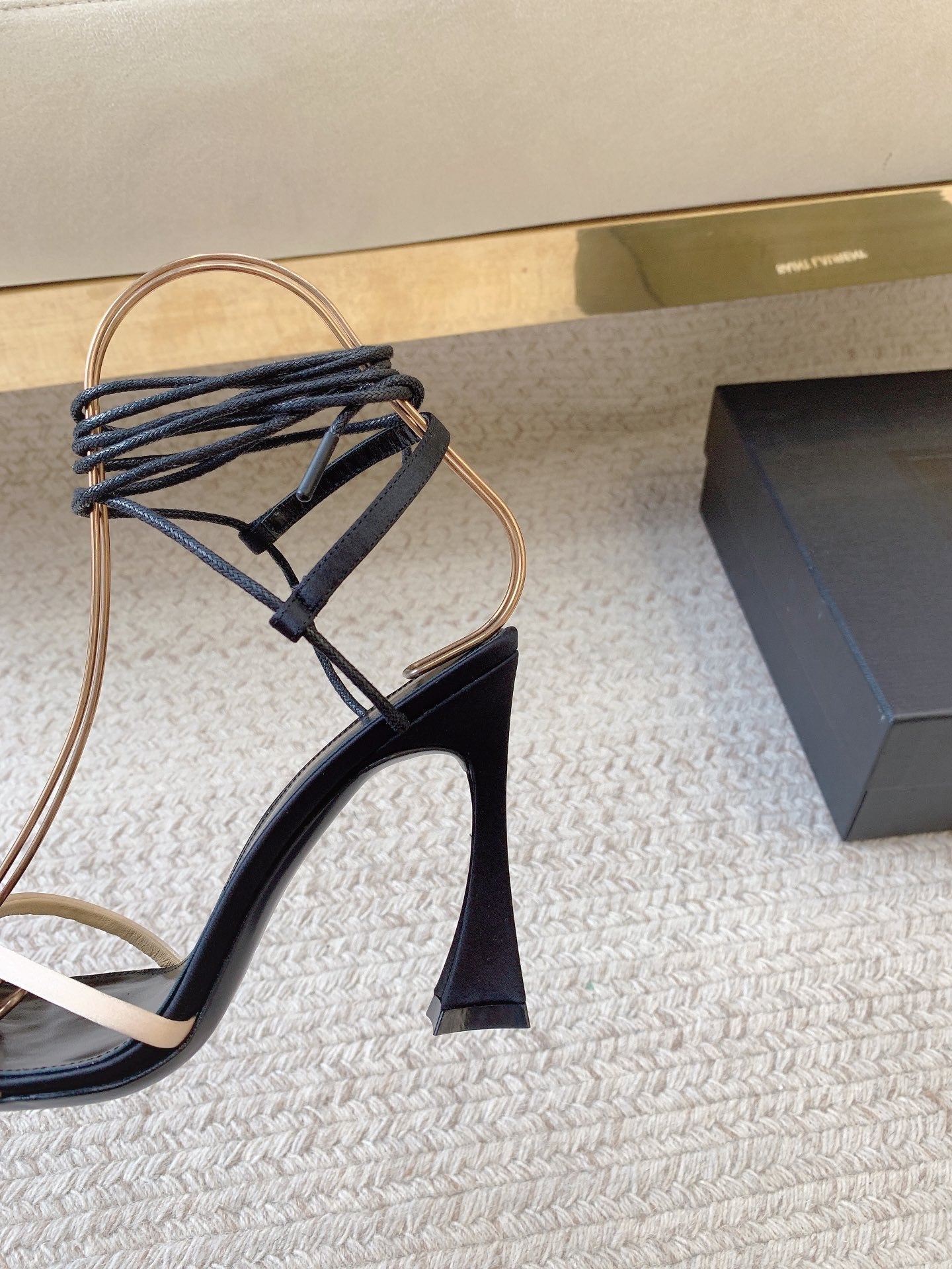 LIZA SANDALS IN BLACK AND NUDE SILK - 34