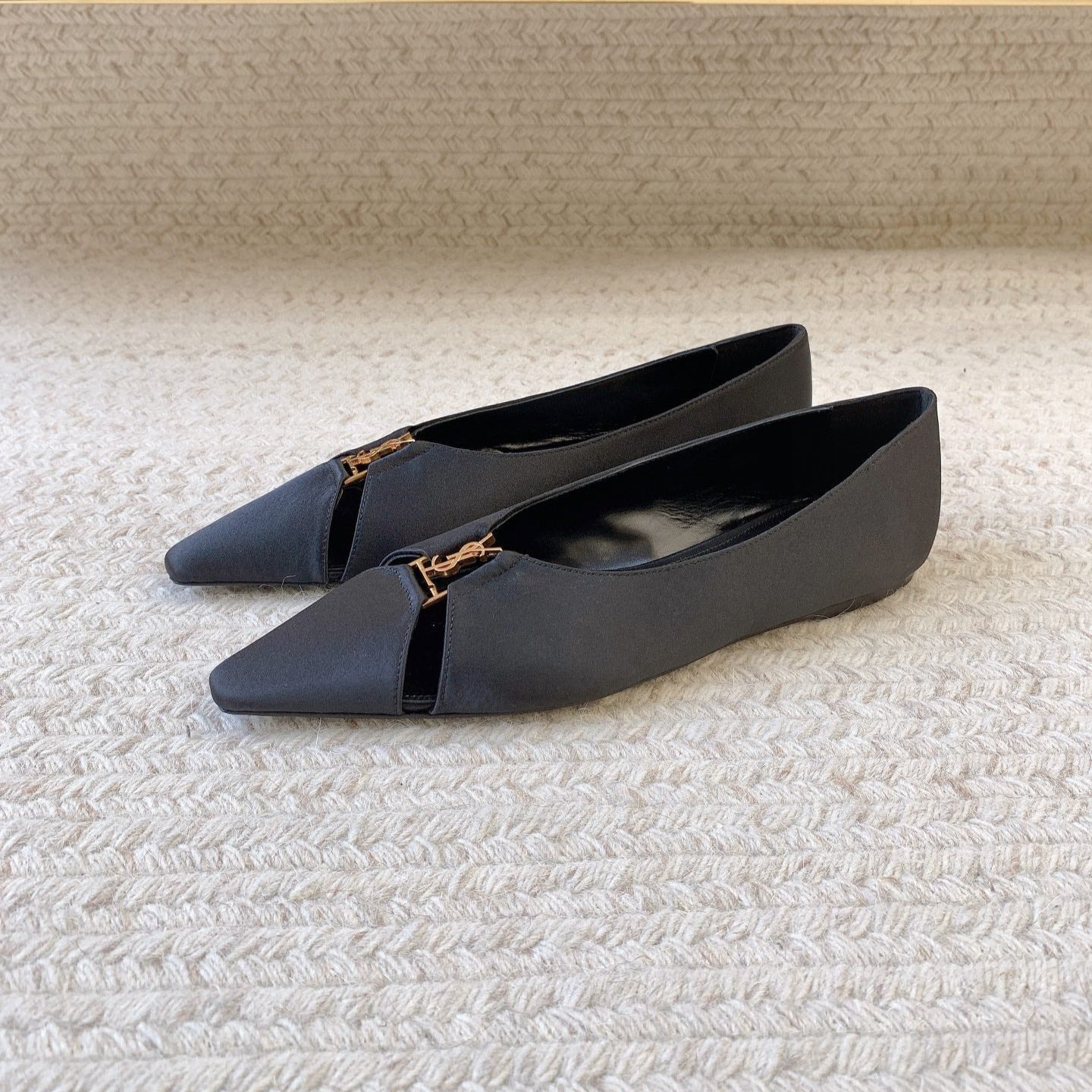 BABYLONE BALLET FLAT IN BLACK SATIN - 34