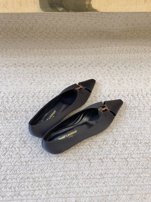 BABYLONE BALLET FLAT IN BLACK SATIN - 34