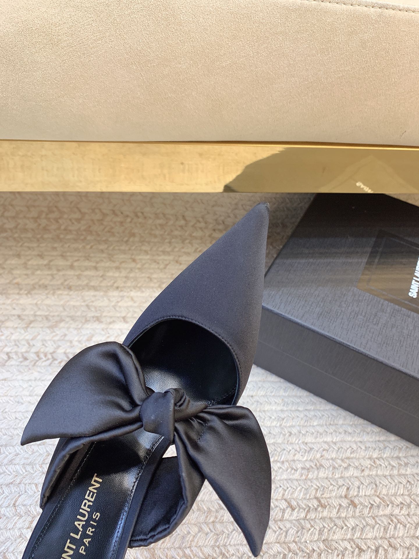 BARBARA BIG BOW MULES IN BLACK SILK - 34
