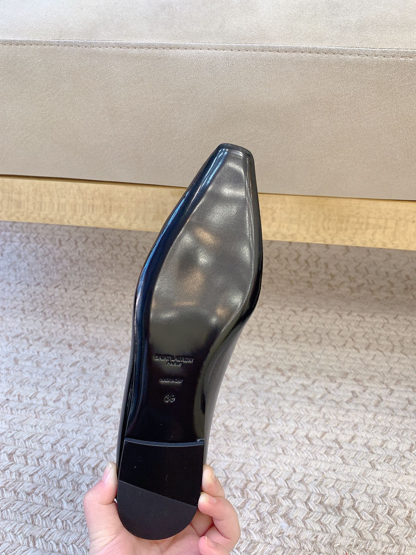LOAFERS WITH GOLD HARDWARE IN BLACK GLOSSY CALFSKIN - 34