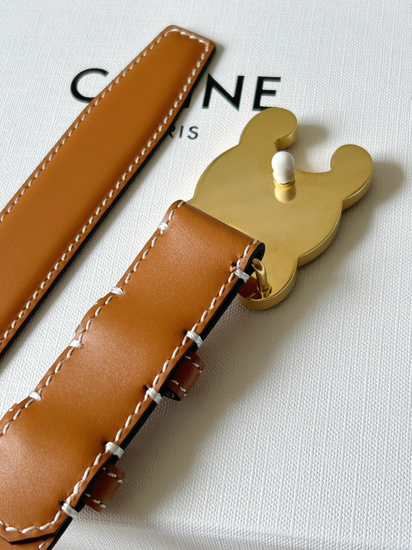 TRIOMPHE BELT 24MM IN BROWN CALFSKIN WITH LEATHER BUCKLE - 30