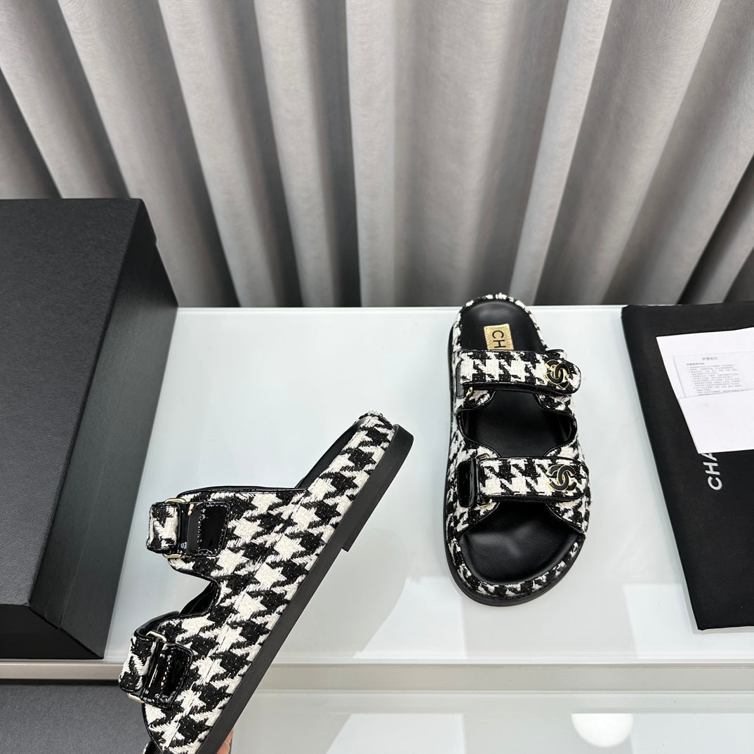 dad sandals black white mules - 35