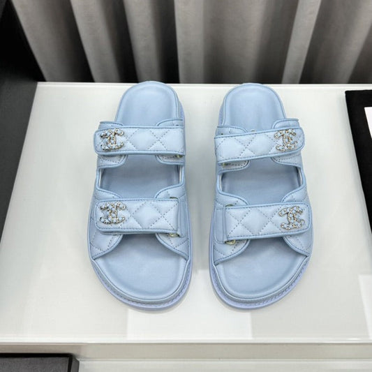 dad sandals cloud blue lambskin mules - 35