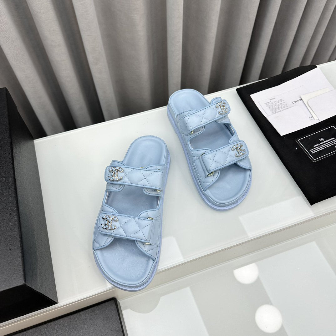 dad sandals cloud blue lambskin mules - 35