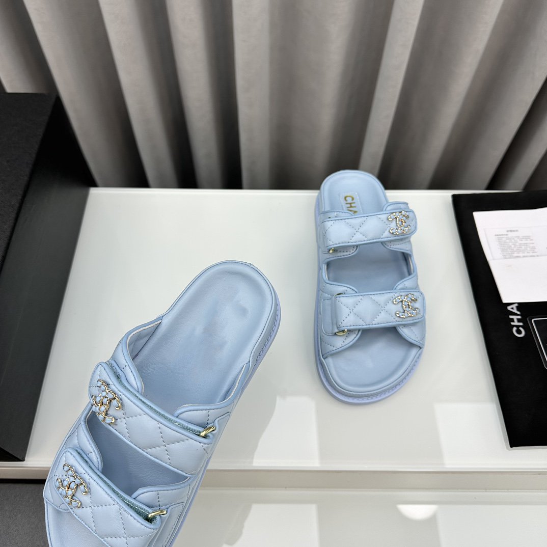 dad sandals cloud blue lambskin mules - 35