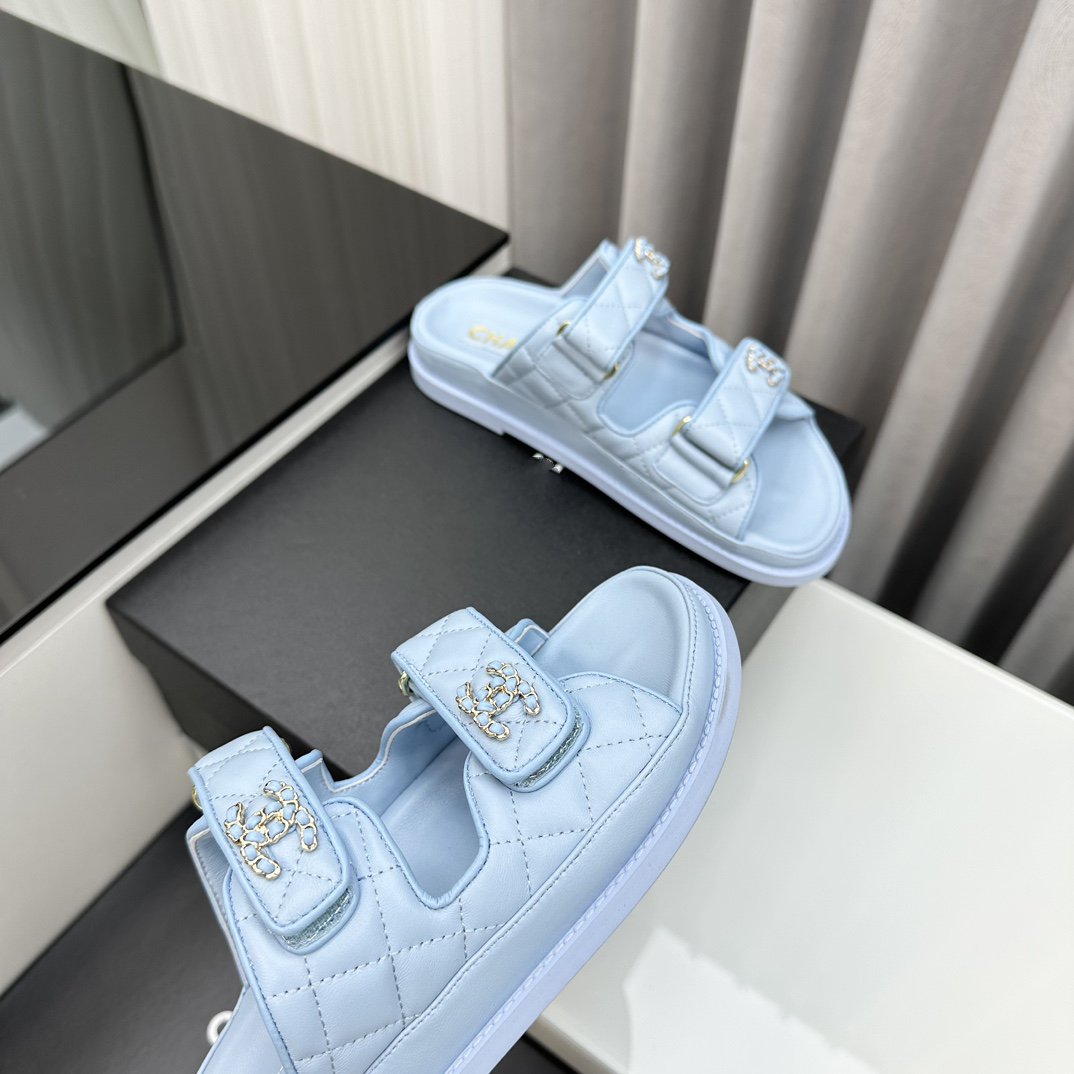 dad sandals cloud blue lambskin mules - 35